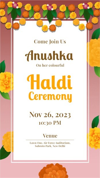 marigold-theme-haldi-ceremony-invitation-video