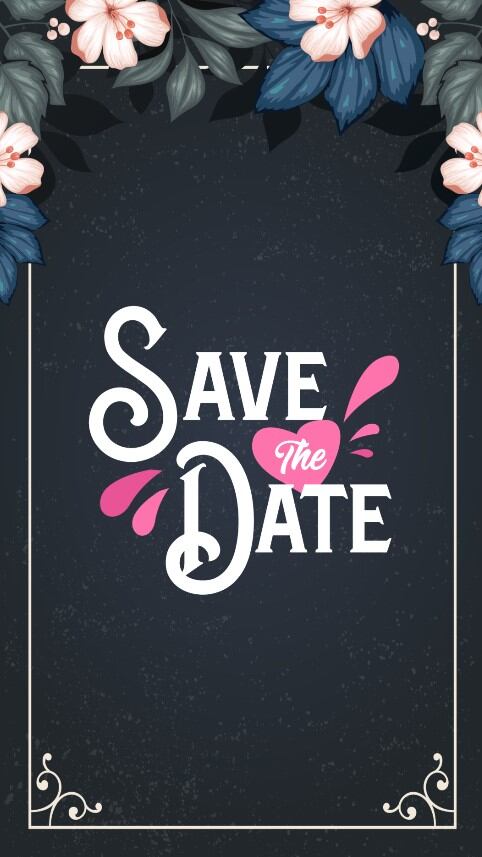 black-floral-save-the-date-wedding-invitation-video